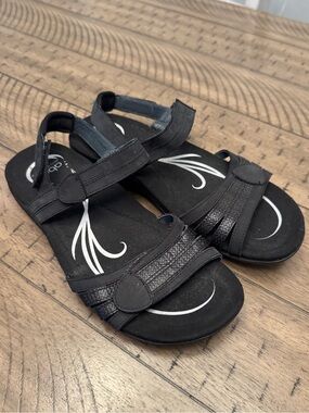 ABEO Brynn Black BIO System Comfort Sandals, Adjustable Straps